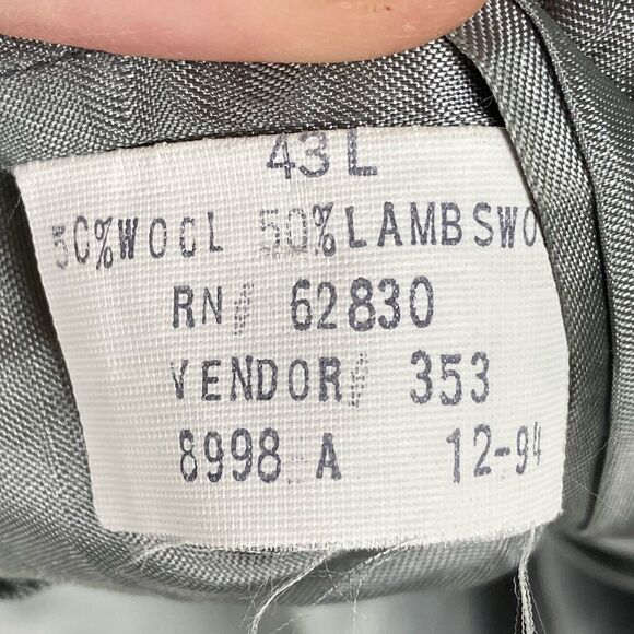 VTG Lands End Men 43L Gray Herringbone Tweed Lamb Wool Blazer Preppy College USA - Picture 6 of 11